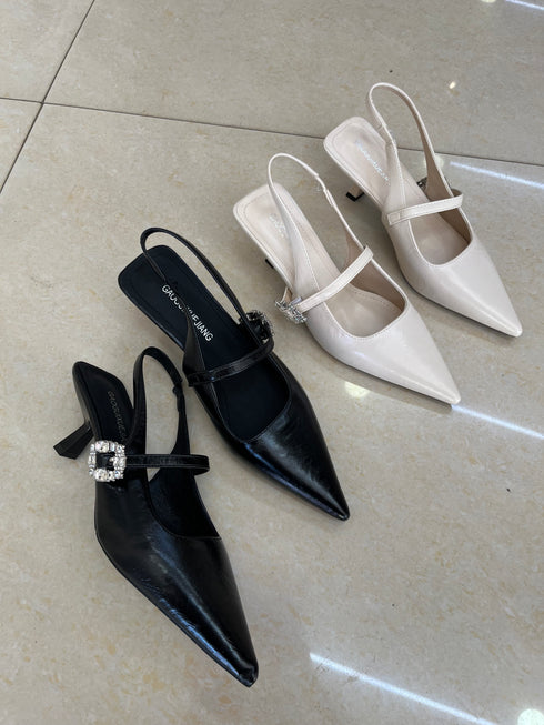 Close Pointy Toe Sling Back Kitten Heel